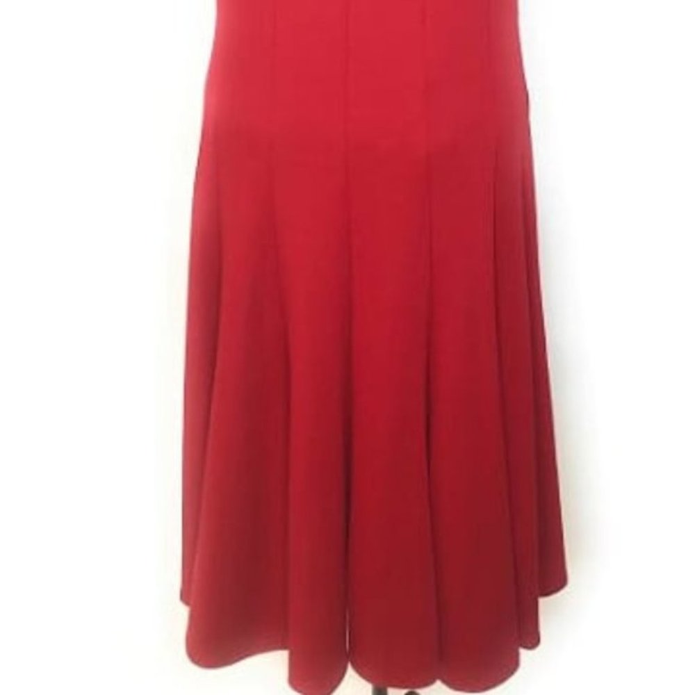 BLOOMING ROSE RED SLEEVELESS PLEATED FRONT DRESS MEDIUM - Picture 4 of 7